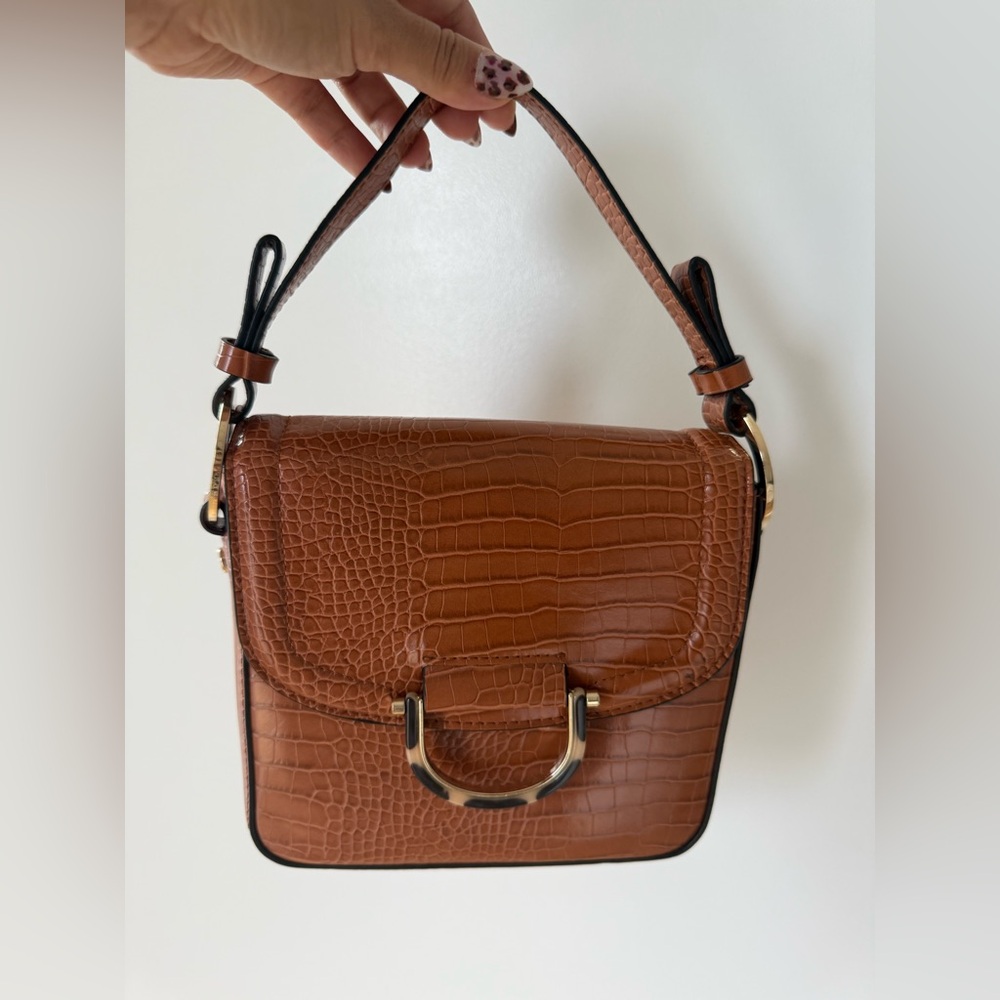 Topshop Brown Croc-Embossed Bag